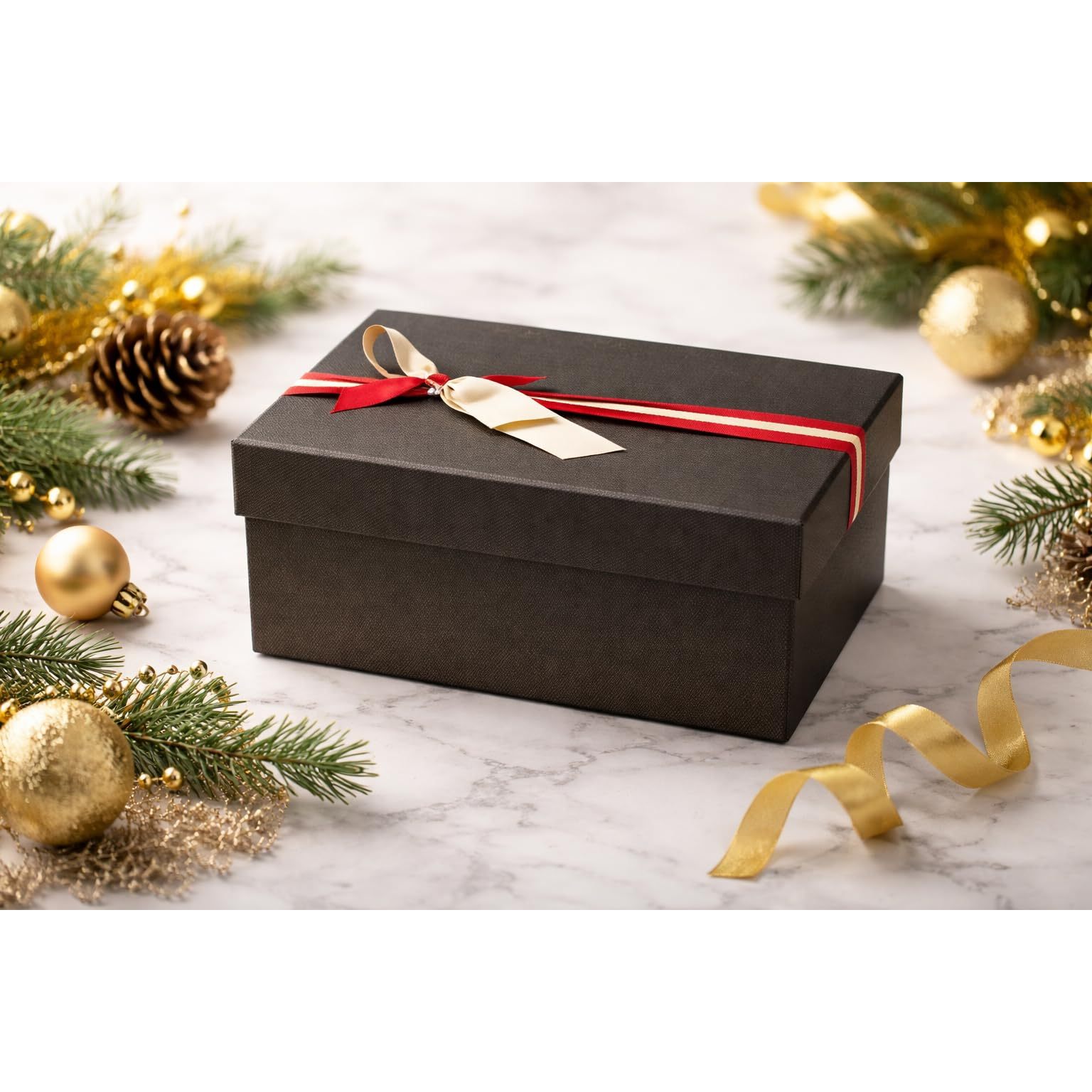 Emartbuy Rigid Gift Box with Ribbon, Rectangular Quality
